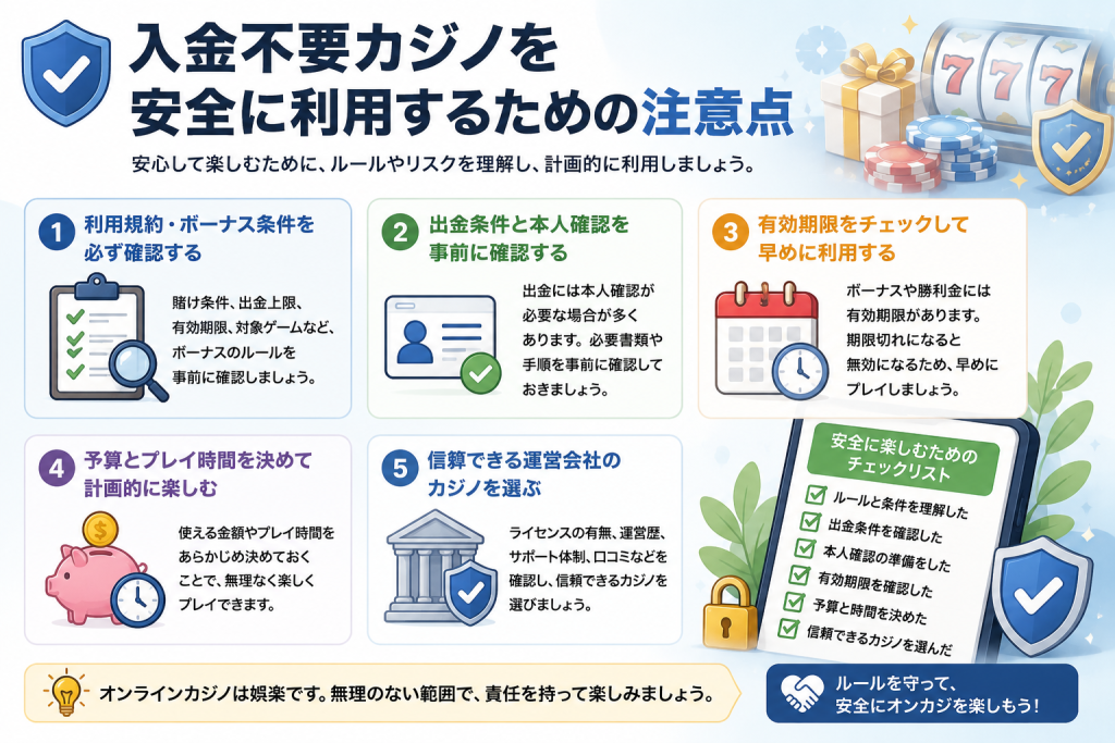 入金不要カジノを安全に利用するための注意点